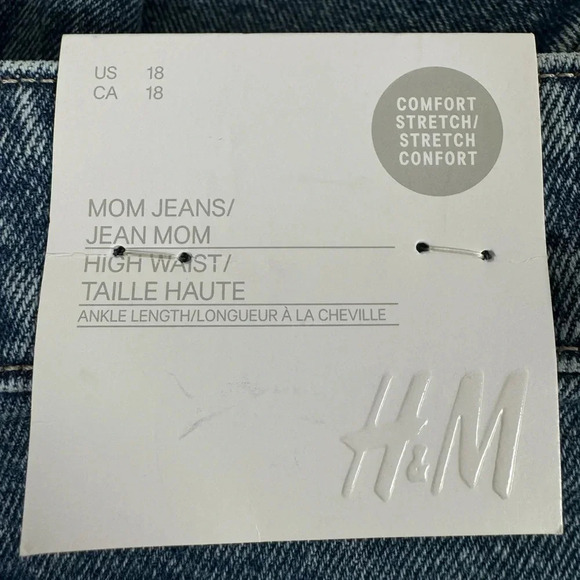 H&M NWT Women’s High Waist Mom Jeans Size 18 No distressing - Picture 6 of 8